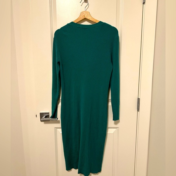GUC GREEN LONG BUTTON DOWN RIBBED CARDIGAN SWEATER DRESS - Picture 7 of 7